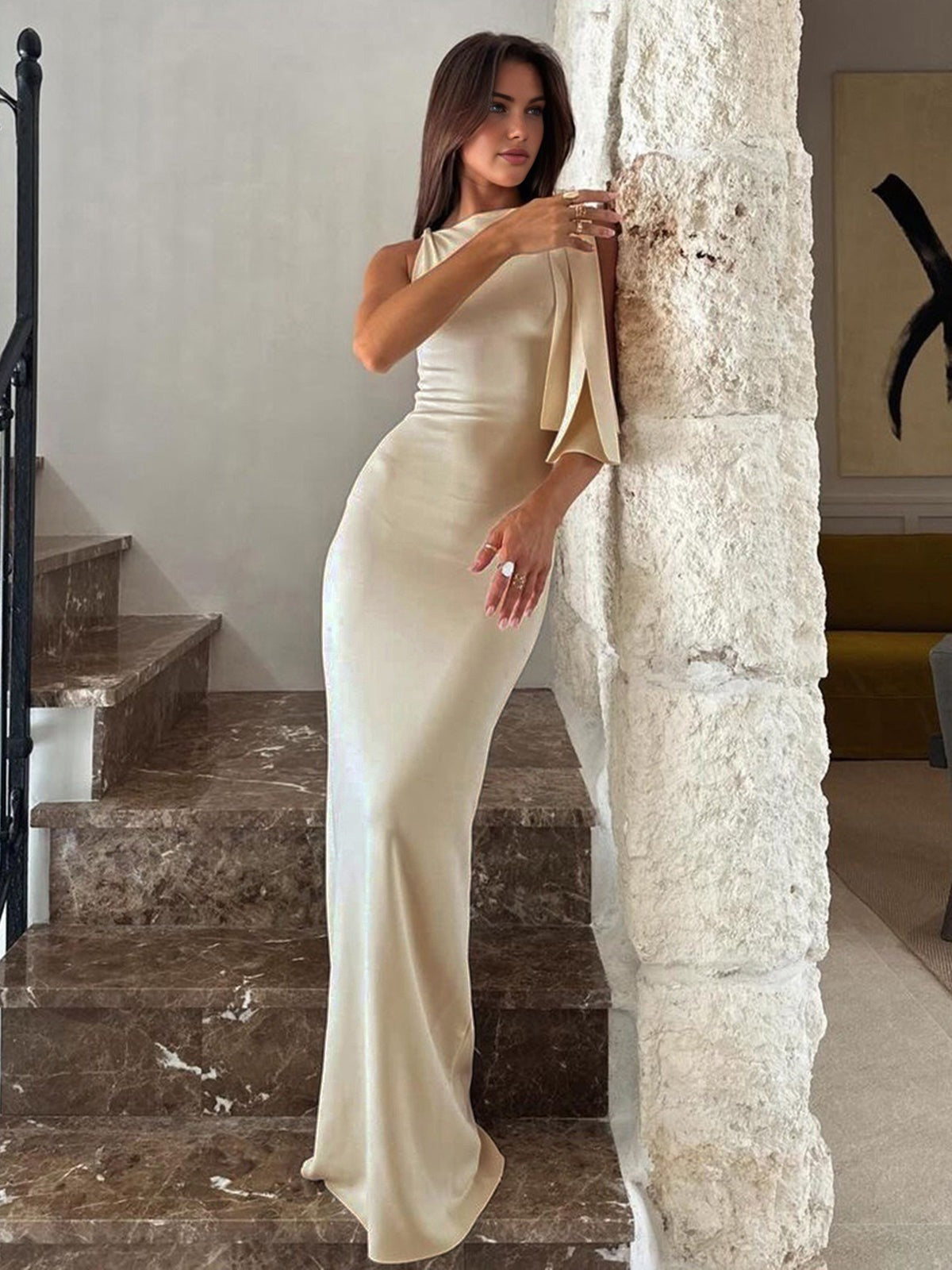 Selvia™ – One Shoulder Maxi Dress