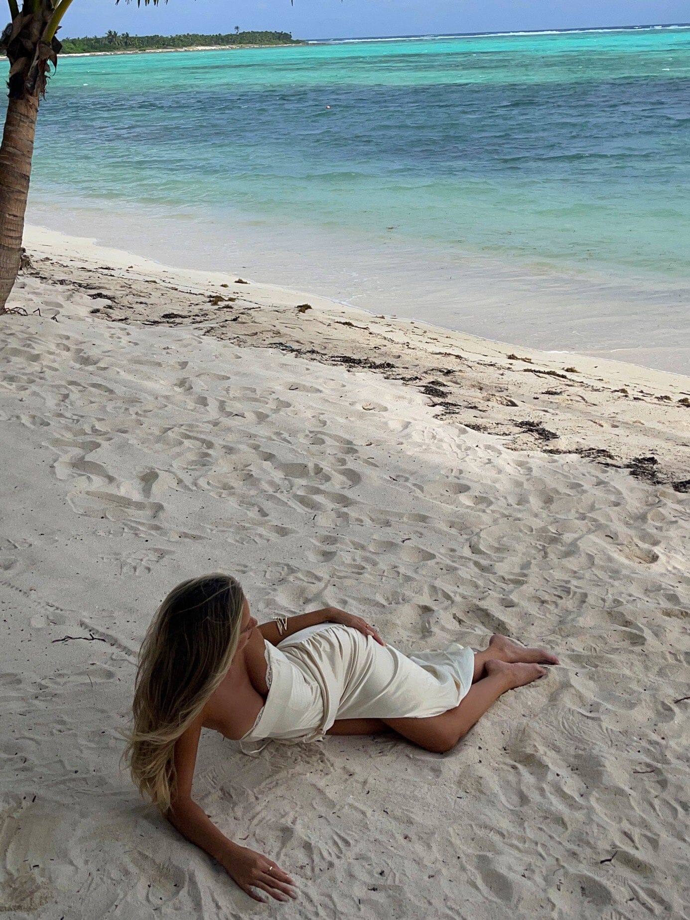 Elegant Ivory Satin Slit Dress