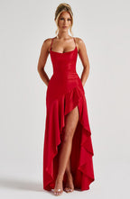 LunaFlair™ – Backless Ruffle  Dress