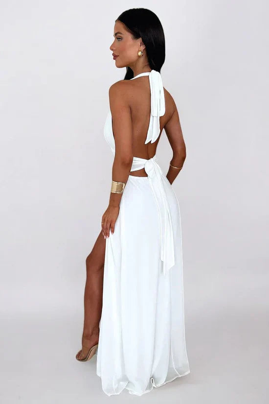 Zafira™| Halter neck slit dress